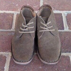 Kenneth Cole Boys Suede Leather Upper Lace-Up Shoes In Real Deal Tan, Size 12.5